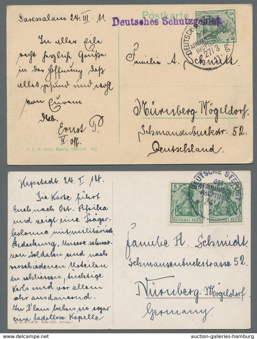 Schiffspost Deutschland: 1907-1918, Partie Von 12 Gelaufenen Ansichtskarten Welche Alle See- Oder Sc - Cartas & Documentos