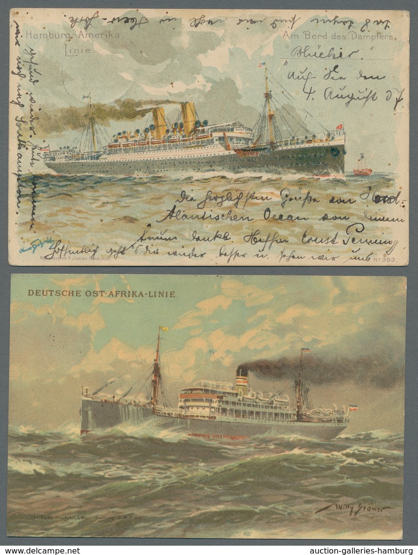 Schiffspost Deutschland: 1907-1918, Partie Von 12 Gelaufenen Ansichtskarten Welche Alle See- Oder Sc - Cartas & Documentos