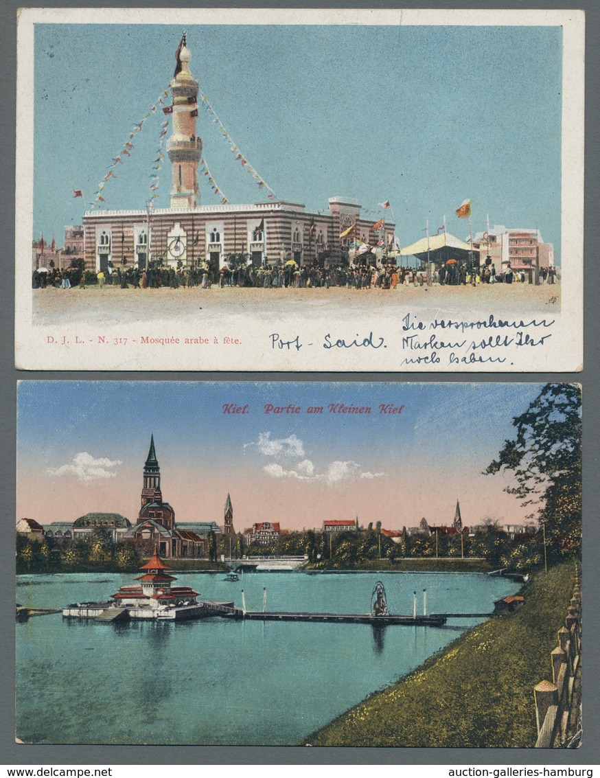 Schiffspost Deutschland: 1907-1918, Partie von 12 gelaufenen Ansichtskarten welche alle See- oder Sc