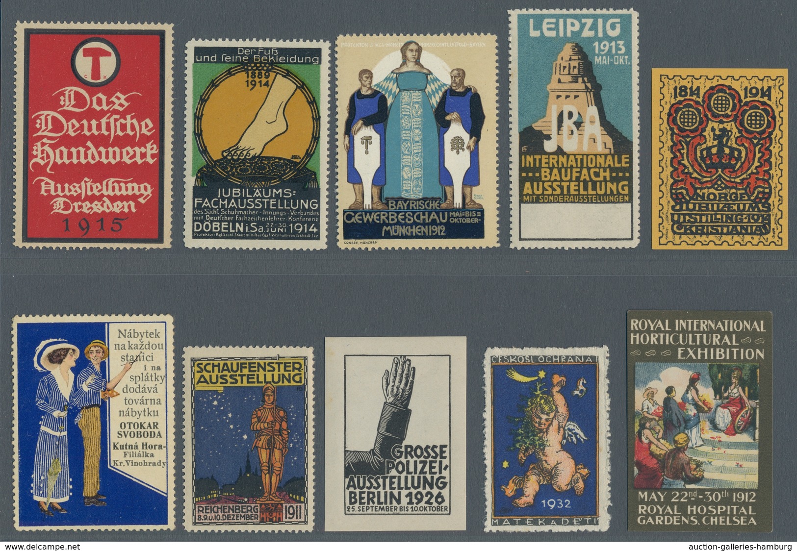 Vignetten: 1900-1935 (ca.), Partie Von über 130 Vignetten Mit U.a. Vielen Ausstellungs- Und Werbevig - Vignetten (Erinnophilie)