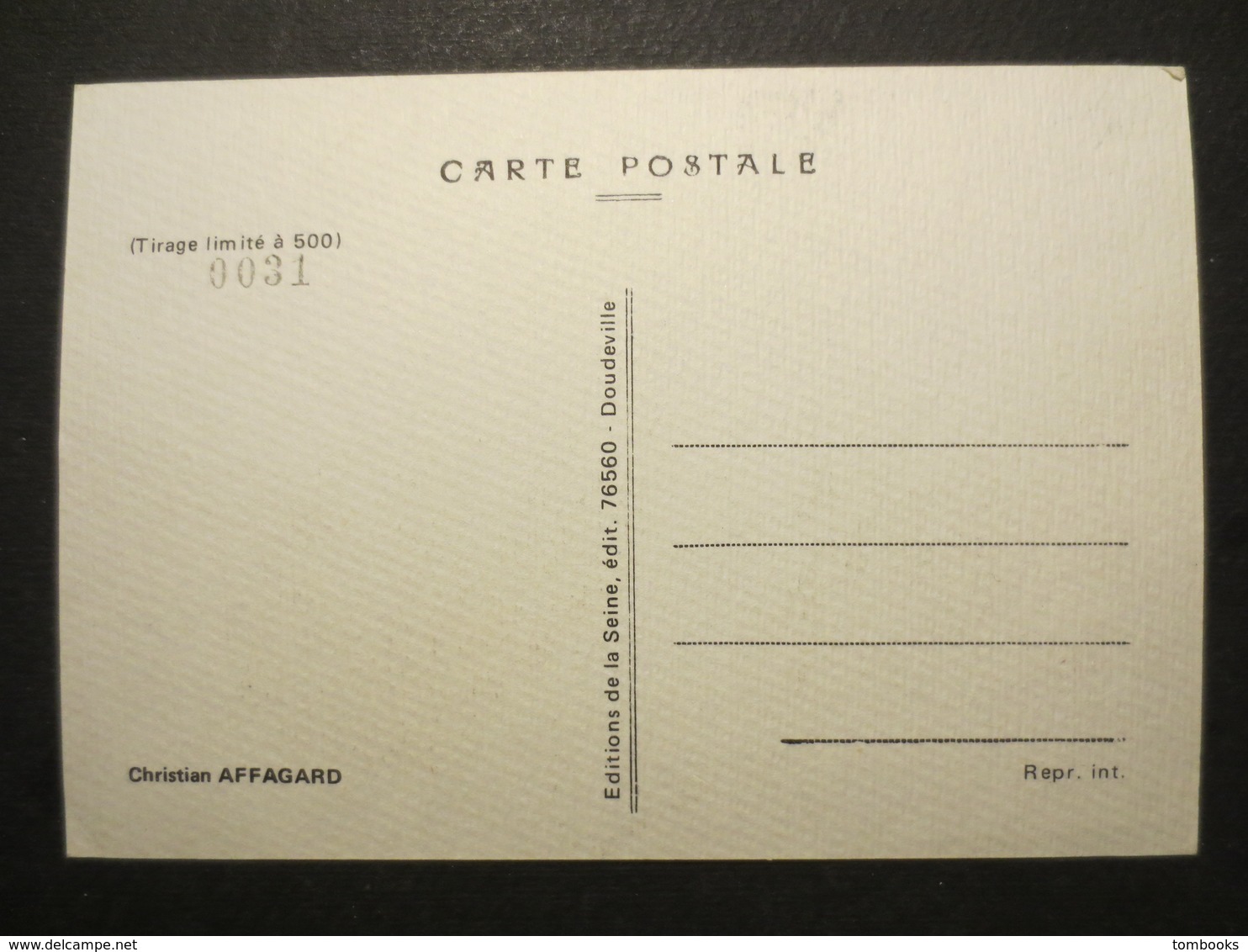Paquebot " France " Carte Postale Illustrée " Christian Affagard - Le Gâchis - Exemplaire Numéroté 31 / 500 - TBE - - Dampfer