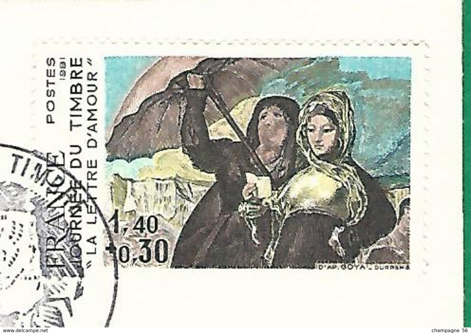 VARIÉTÉS 1981 N° 2124  FDC 7 MARS  1981 LA LETTRE D'AMOUR OBLITÉRÉ NUANCE Y & T 5.00 € - Covers & Documents