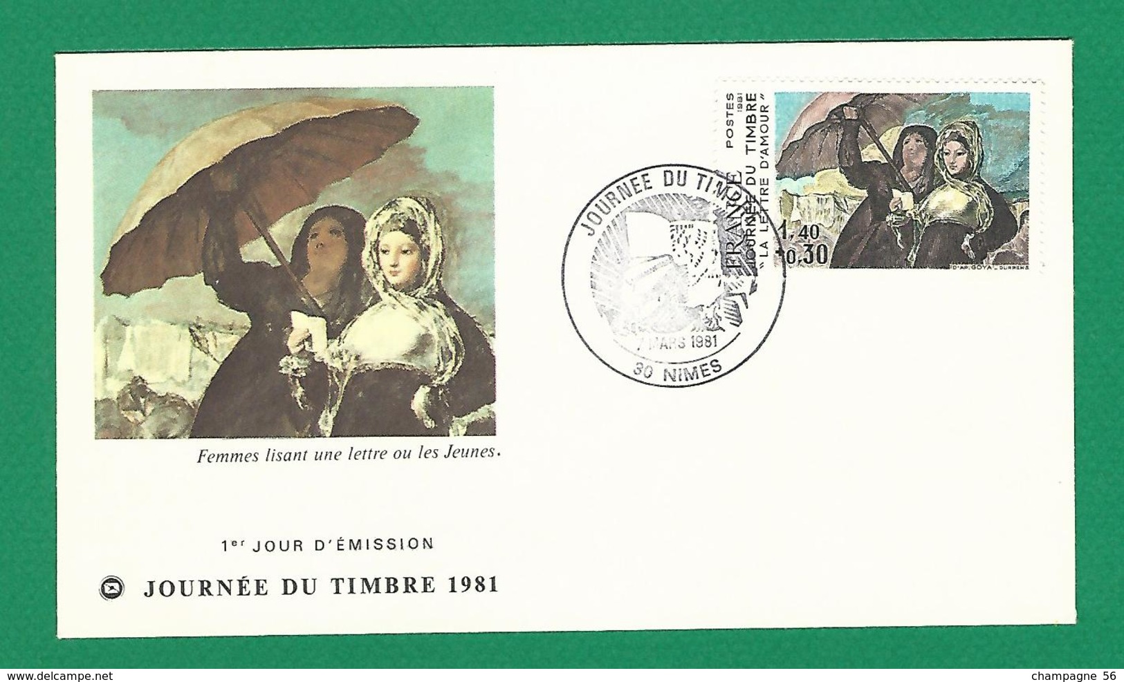 VARIÉTÉS 1981 N° 2124  FDC 7 MARS  1981 LA LETTRE D'AMOUR OBLITÉRÉ NUANCE Y & T 5.00 € - Lettres & Documents