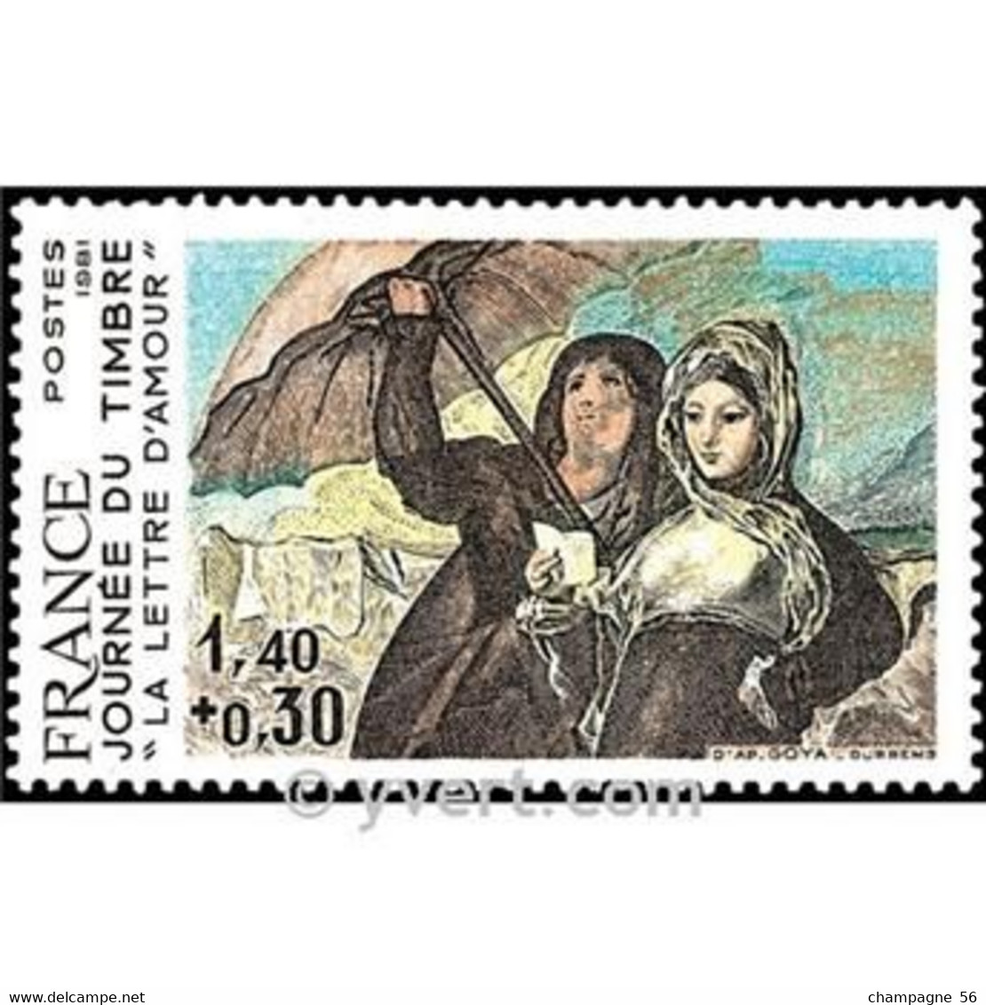 VARIÉTÉS 1981 N° 2124  FDC 7 MARS  1981 LA LETTRE D'AMOUR OBLITÉRÉ NUANCE Y & T 5.00 € - Brieven En Documenten