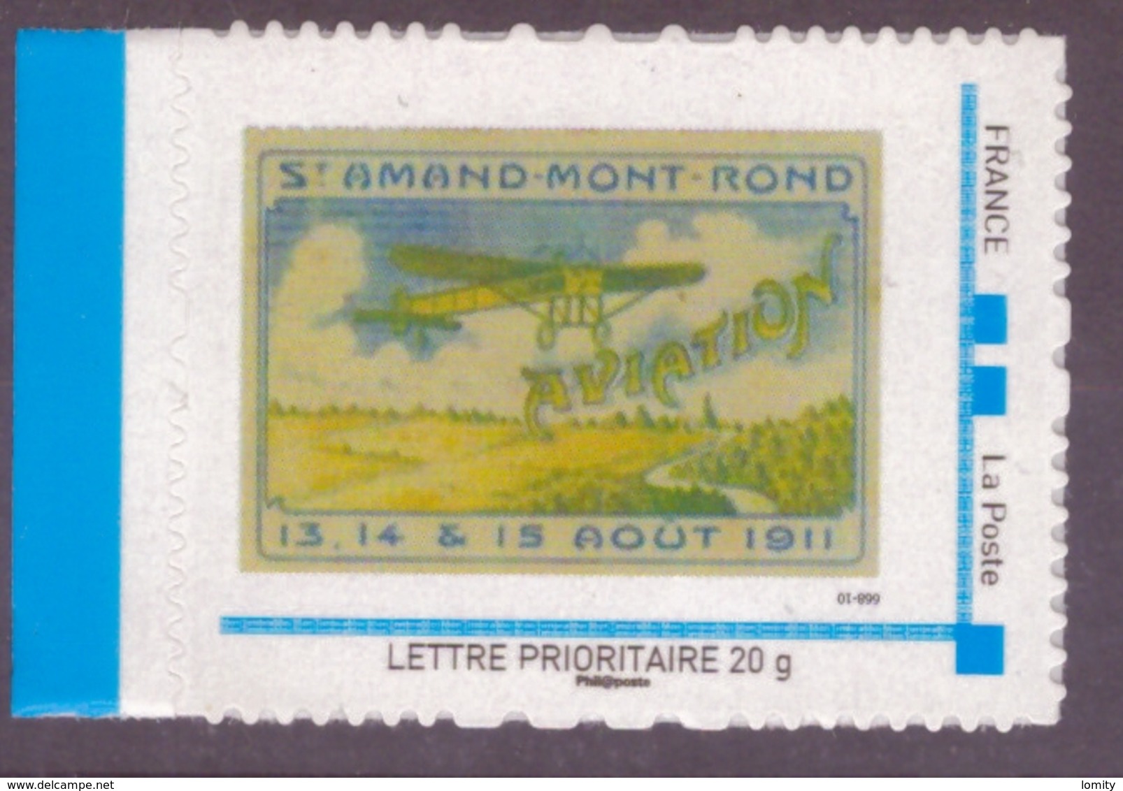 Timbre Adhésif Personnalisé Neuf Mon Timbre à Moi MTAM St Amand Mont Rond Avion Aviation - Autres & Non Classés