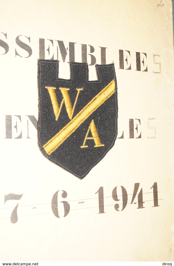 Club De Football Wallonia Namur,originale ,assemblée Du 7/06/1941 + écusson D'époque Originale ,RARE,unique - Autres & Non Classés