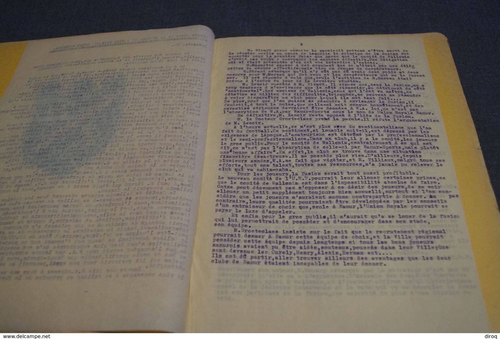 Club De Football Wallonia Namur,originale ,assemblée Du 7/06/1941 + écusson D'époque Originale ,RARE,unique - Autres & Non Classés