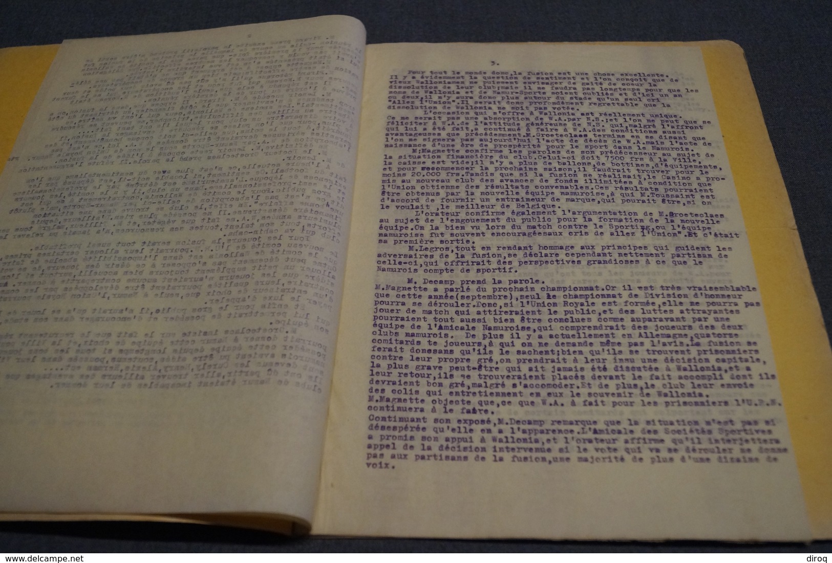 club de football Wallonia Namur,originale ,assemblée du 7/06/1941 + écusson d'époque originale ,RARE,unique