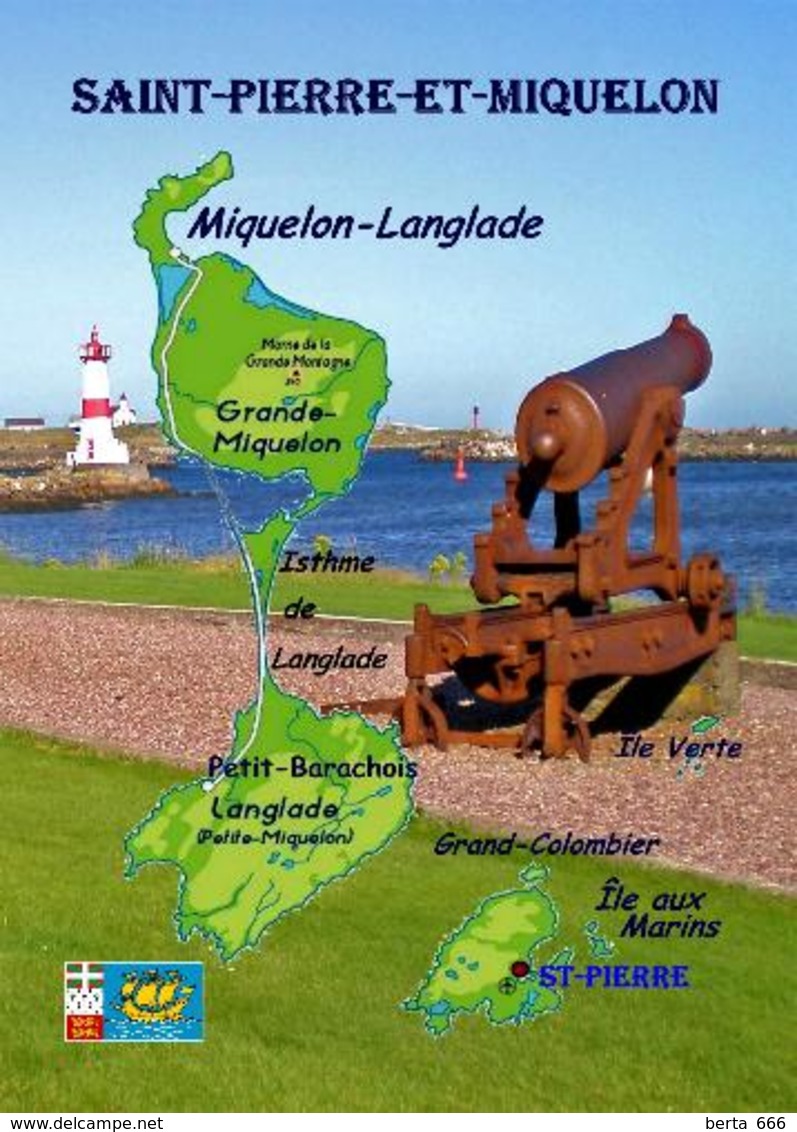 Saint Pierre And Miquelon Map New Postcard Landkarte AK - Saint-Pierre-et-Miquelon