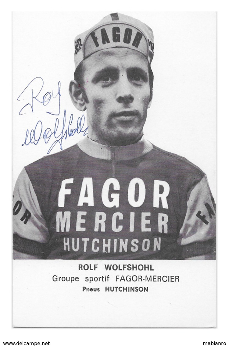 CARTE CYCLISME ROLF WOLFSHOHL TEAM FAGOR MERCIER1970 - Cyclisme