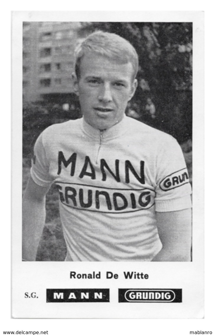 CARTE CYCLISME RONALD DE WITTE TEAM MANN GRUNDIG 1970 - Cyclisme