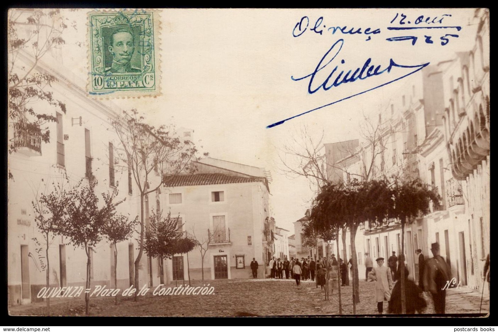 Postal Fotografico OLIVENÇA Plaza De La Constituicion ESPANHA. Tarjeta Postal Antigua OLIVENZA (Badajoz) ESPANA 1920s - Badajoz