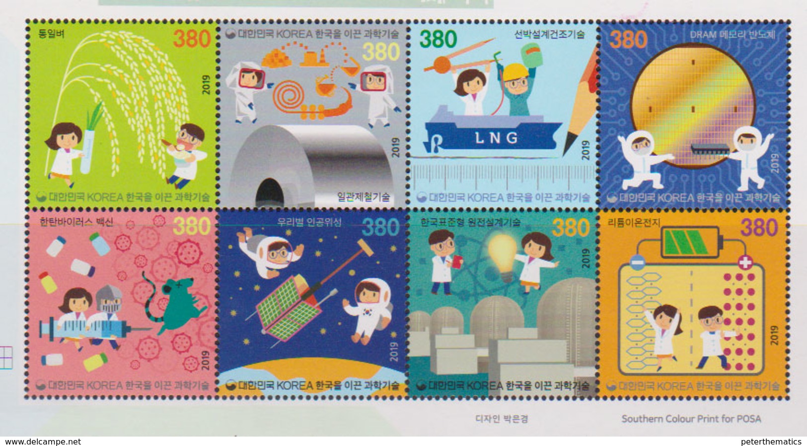 SOUTH KOREA, 2019, MNH,SCIENCE AND TECHNOLOGY, AGRICULTURE, SHIPPING, RATS, SPACE, ENERGIES,  8v - Electricité