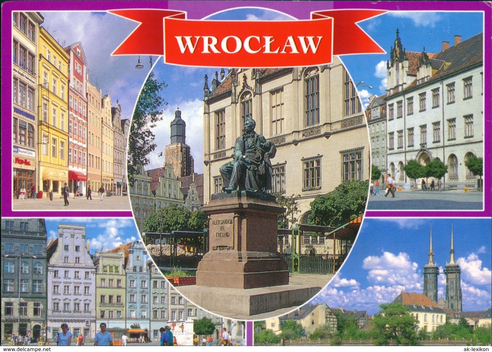 Postcard Breslau Wrocław Stadtteilansichten 5 Echtfoto-Ansichten 2001 - Schlesien