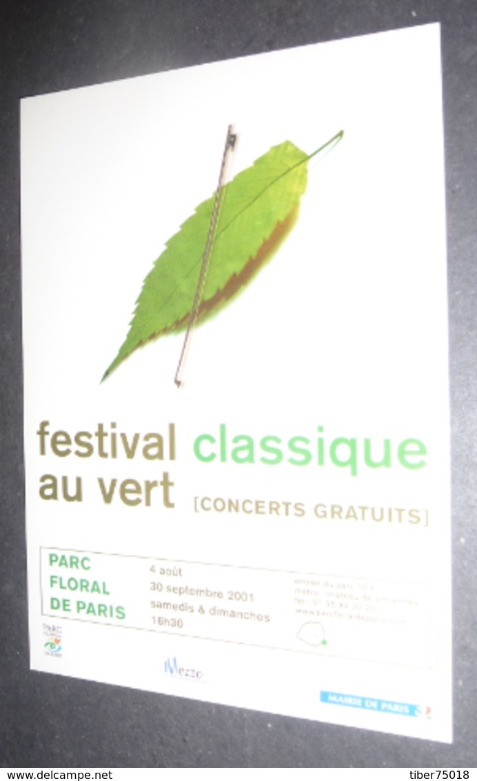 Carte Postale - Festival Classique Au Vert (feuille Et Archet De Violon) Parc Floral De Paris - Advertising