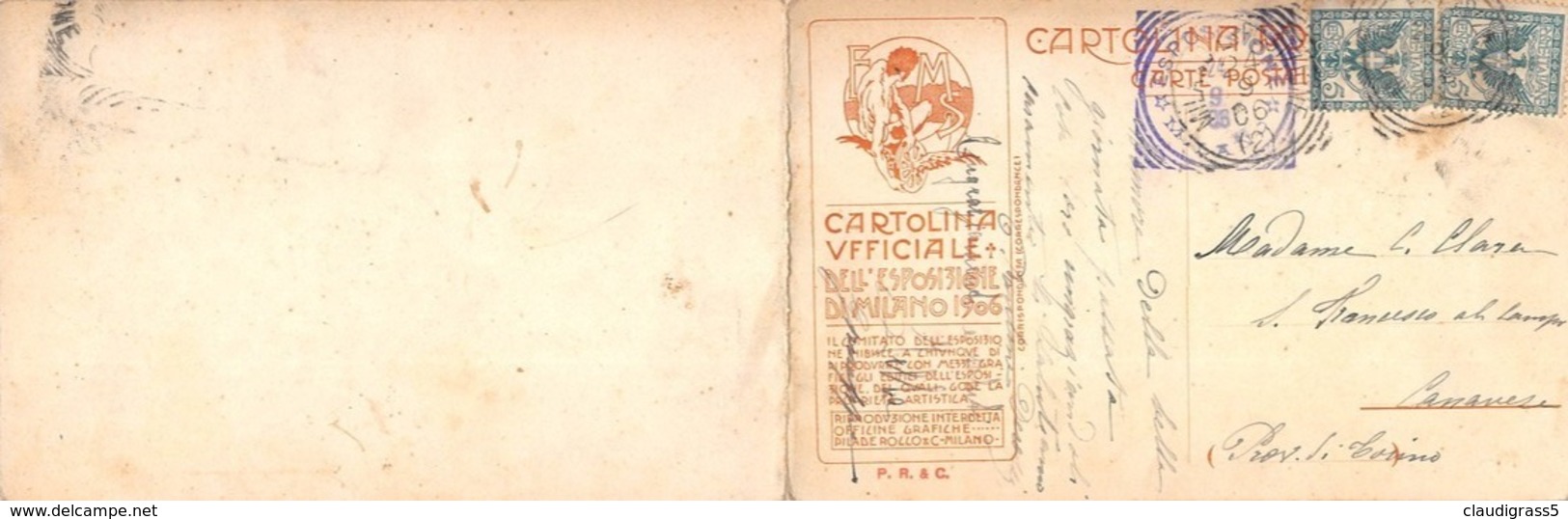 1001" CARTOLINA UFFICIALE ESPOSIZIONE DI MILANO 1906 - Olbia