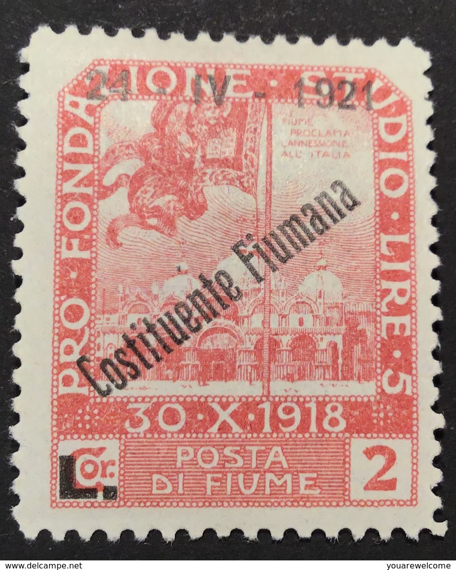 Fiume 1921 Sa. 172 Mint * = 240€, 2 L Costituente Fiumana, Very Fine (Croatia Kroatien Croatie Italy Italia Italie - Fiume