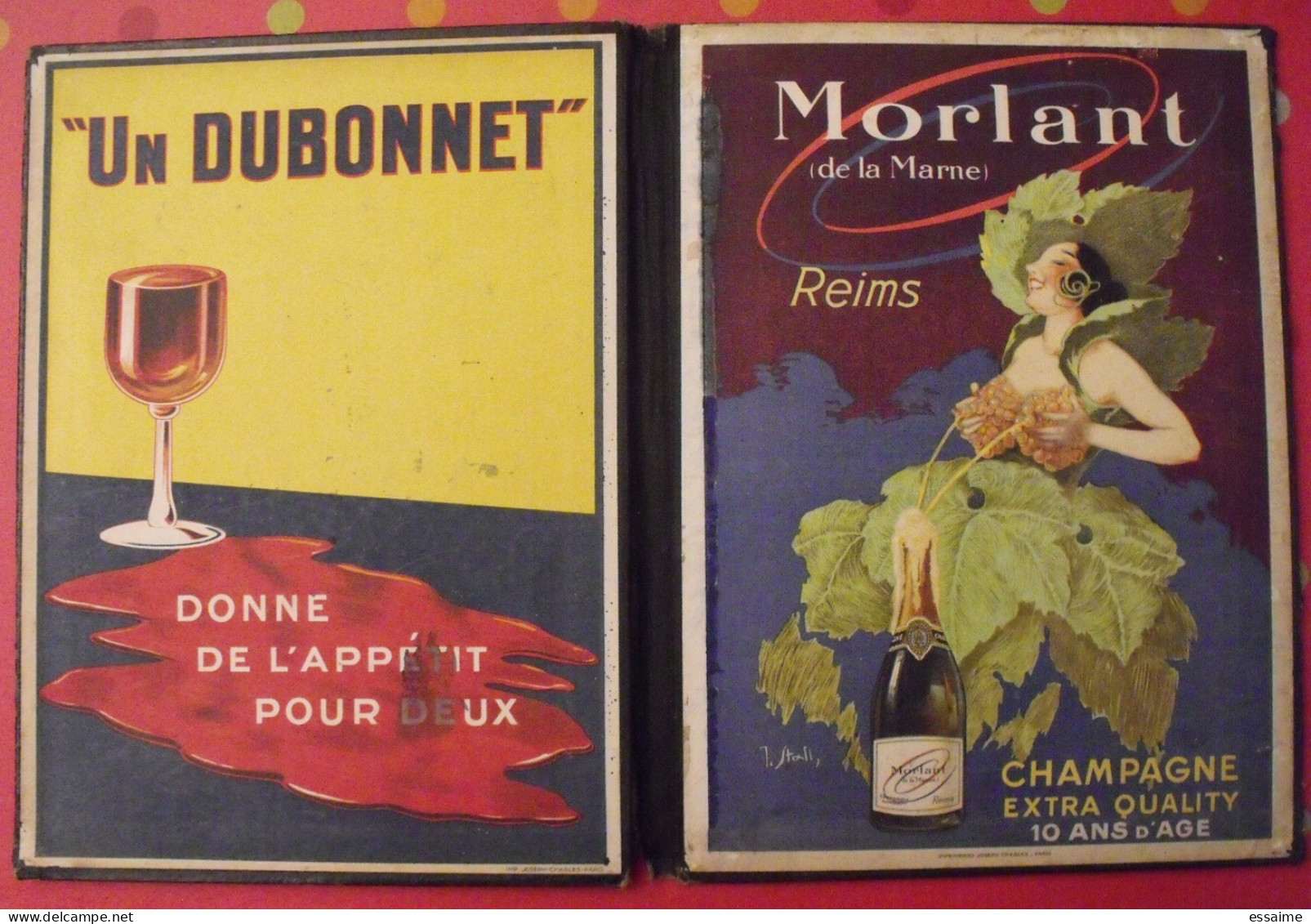 Sous-main Dubonnet, Vin Tonique Au Quiquina. Apéritif. Champagne Morlant Reims. Illustrateur : J Stall. Vers 1930 - Targhe Di Cartone