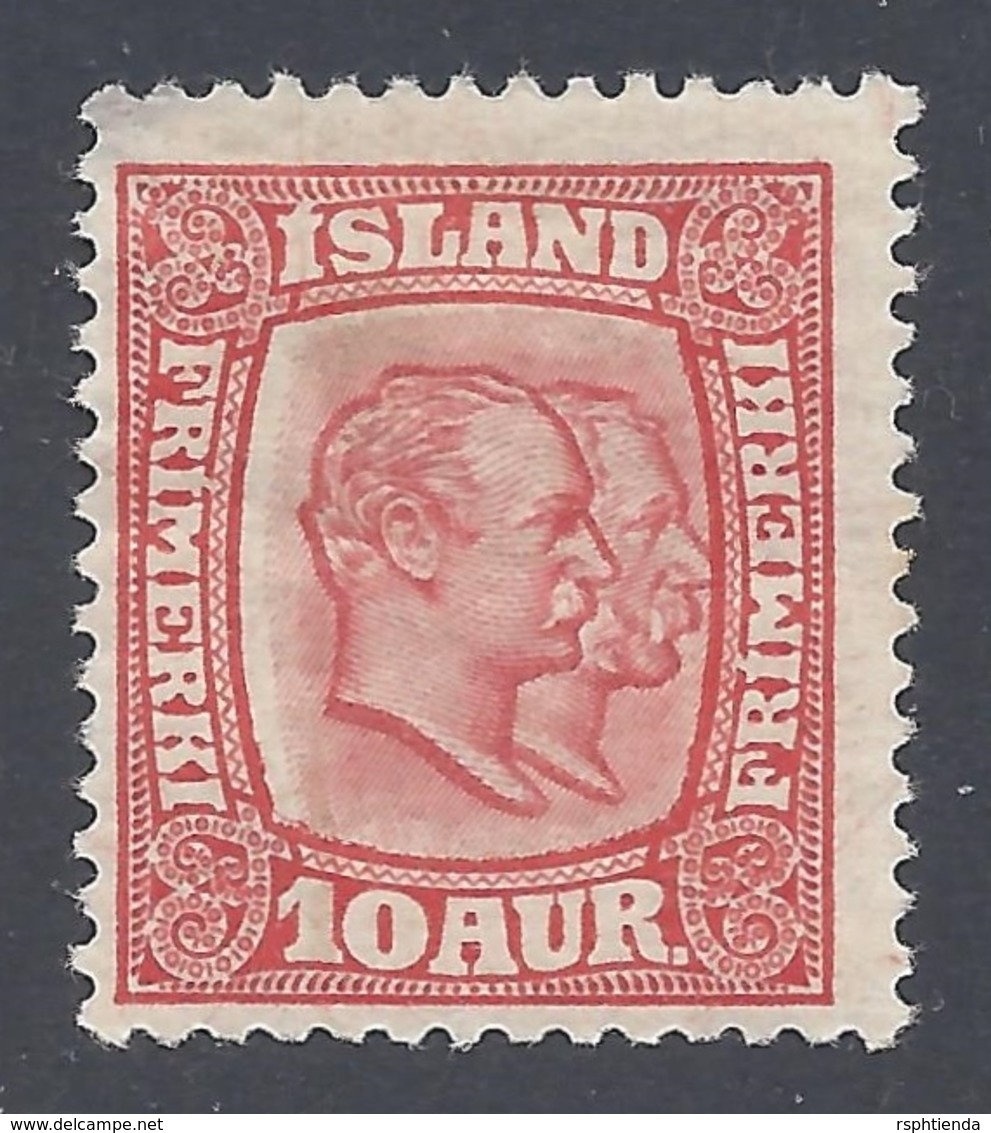 ICELAND 1907 FREDERIC VIII 10a Nº 52 * MH - Nuevos