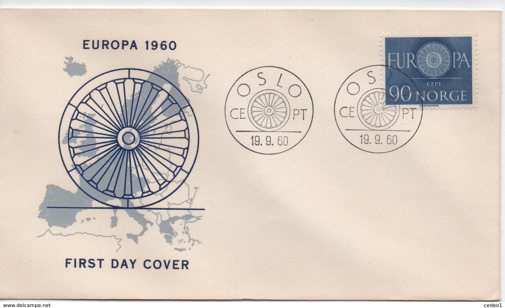 NORVEGE  EUROPA  1960  CACHET  OSLO - FDC