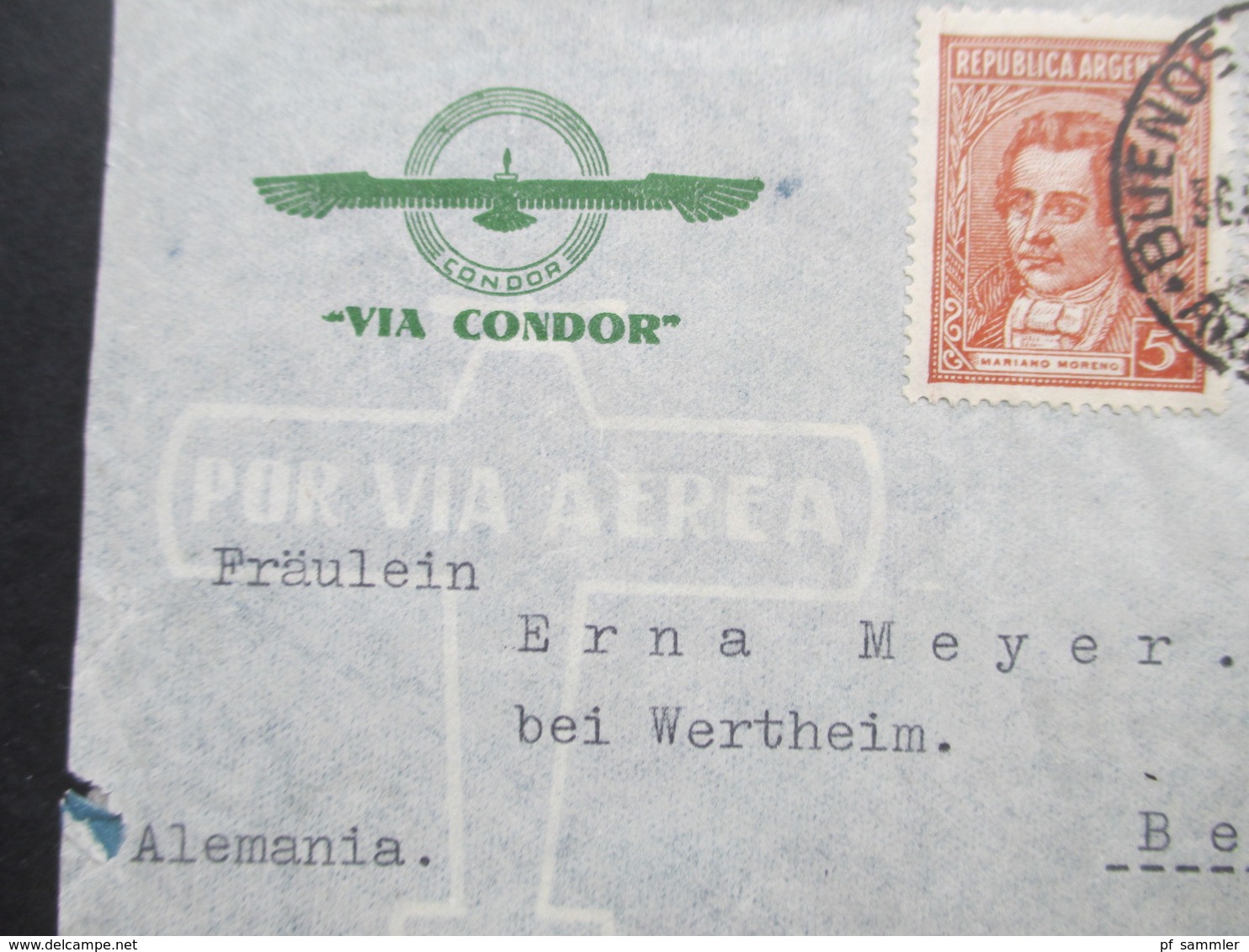 Argentinien 1940 Zensurpost Luftpost Via Condor Mit Mehrfachzensur Der Wehrmacht OKW Verschlussstreifen Geöffnet - Brieven En Documenten