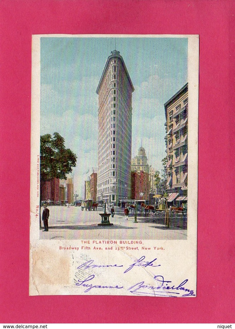 ETATS-UNIS, NEW YORK, The Flatiron Building, BROADWAY Fifth Ave, Colorisée, Animée, Pliures - Broadway