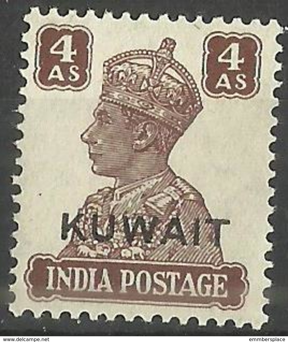 Kuwait - 1945 Overprint On India King George VI 4a MH *     SG  60   Sc 67 - Kuwait