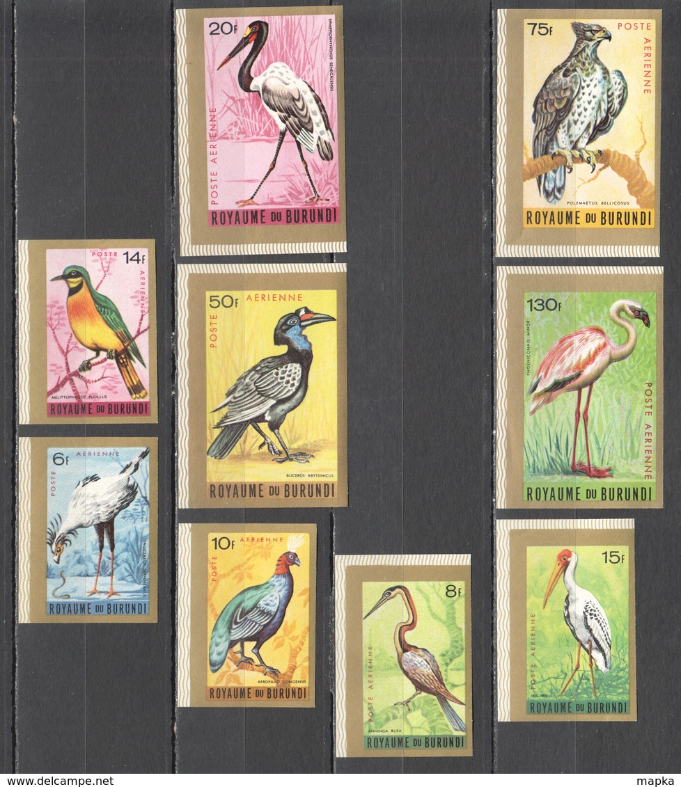 TT248 !!! IMPERFORATE 1965 BURUNDI FAUNA BIRDS AIR MAIL MICHEL #158-166 FULL SET MNH - Autres & Non Classés