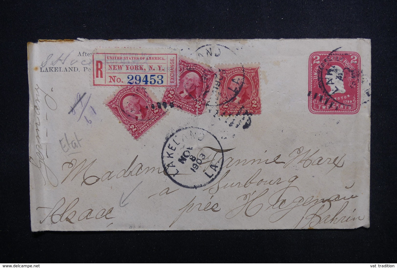 ETATS UNIS - Entier Postal + Compléments De New York En Recommandé Pour Haguenau En 1903 - L 51731 - 1901-20