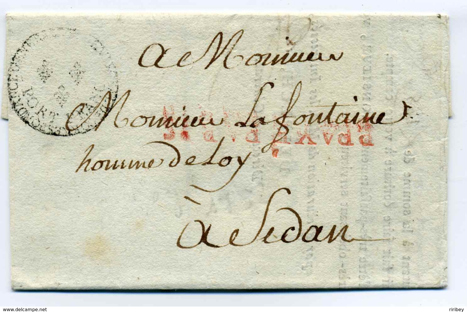 Franchise Bureau Royal De Correspondance / Porc Franc  Fleurs De Lys / 9 Juillet 1792/ Révolution Française - 1701-1800: Precursori XVIII