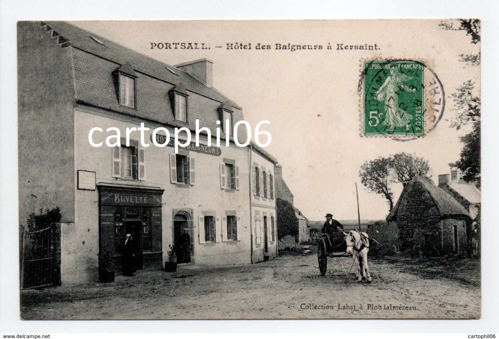 - CPA PORTSALL (29) - Hôtel Des Baigneurs à Kersaint 1908 (avec Personnages) - Collection Labat - - Other & Unclassified