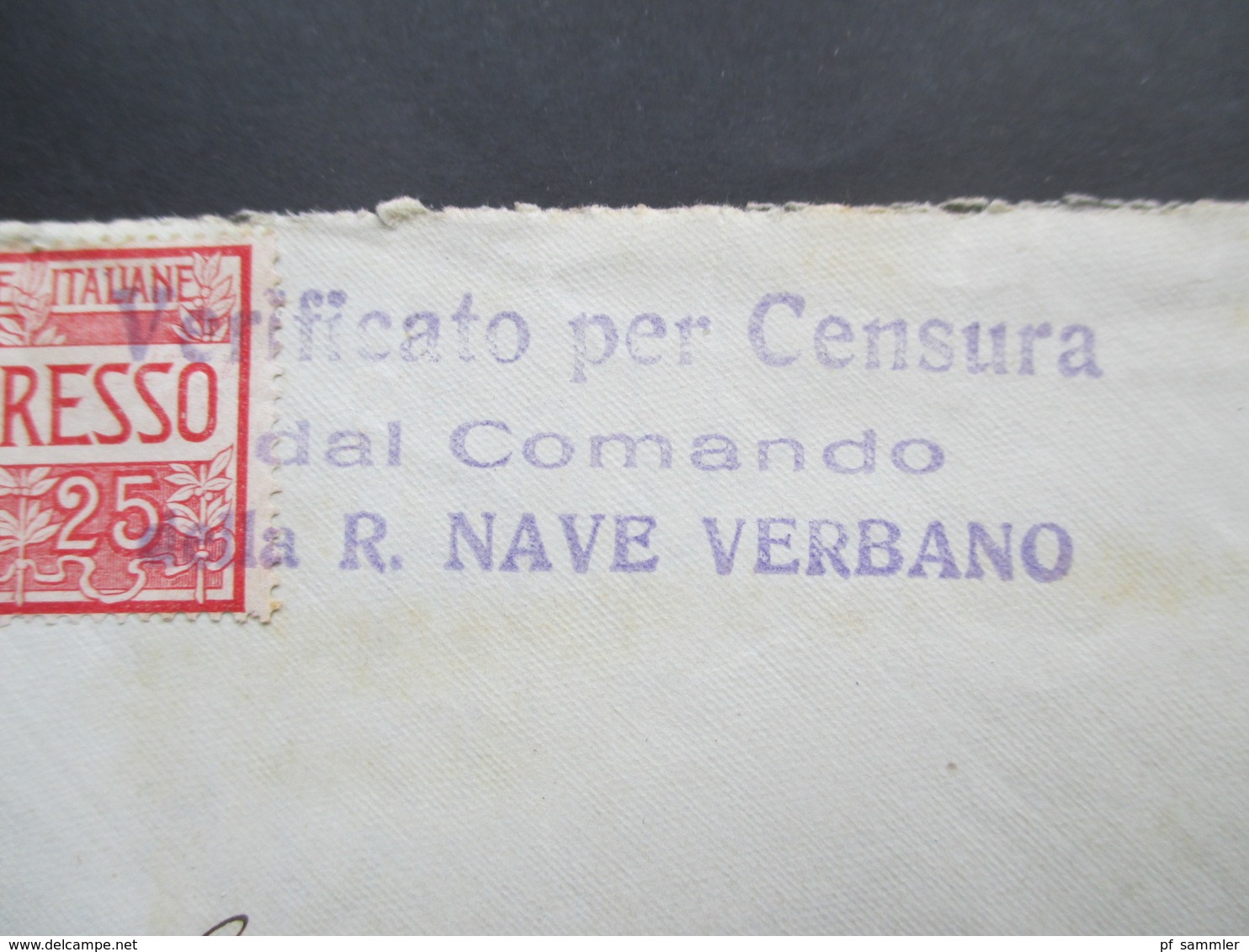 Italien 1918 Espresso / Eilbrief Eilmarke Nr. 85 Marine Zensur Verficato Per Censura Dal Comando Della R. Nave Verbando - Exprespost