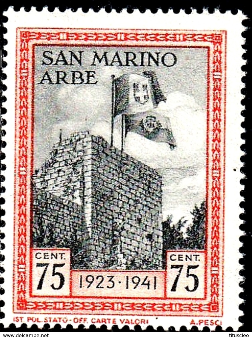 SAINT MARIN 216** 75c Rouge Et Gris-noir Restitution à L'île D'Arbe Du Drapeau Italien - Neufs