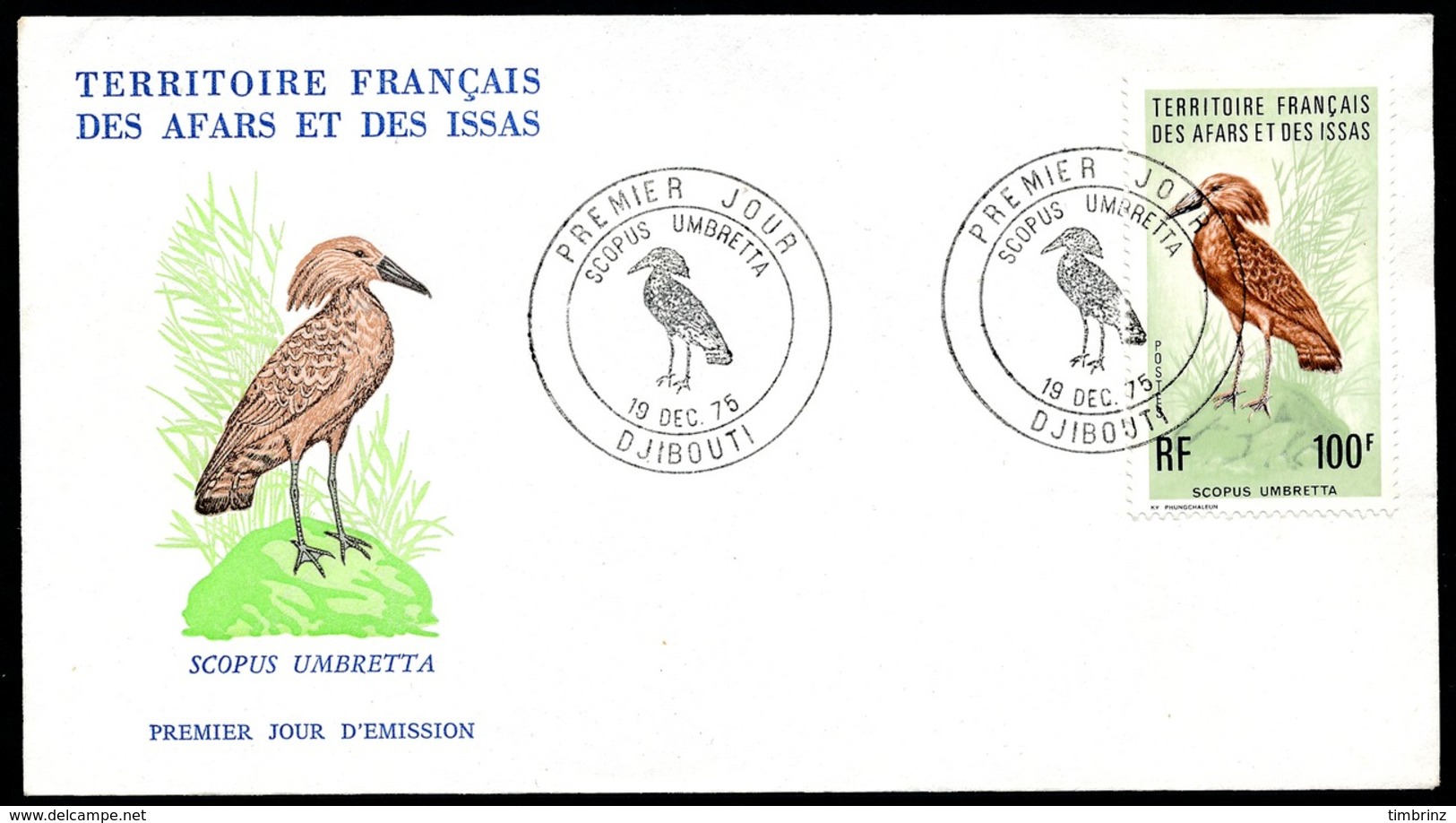 AFARS ET ISSAS FDC 1975 - Obl. 1er Jour Sur Yv. 410 à 413 Oiseaux: Vidua, Cinnyris, Ardéa... (4 Val.)  ..Réf.AFA23349 - Brieven En Documenten