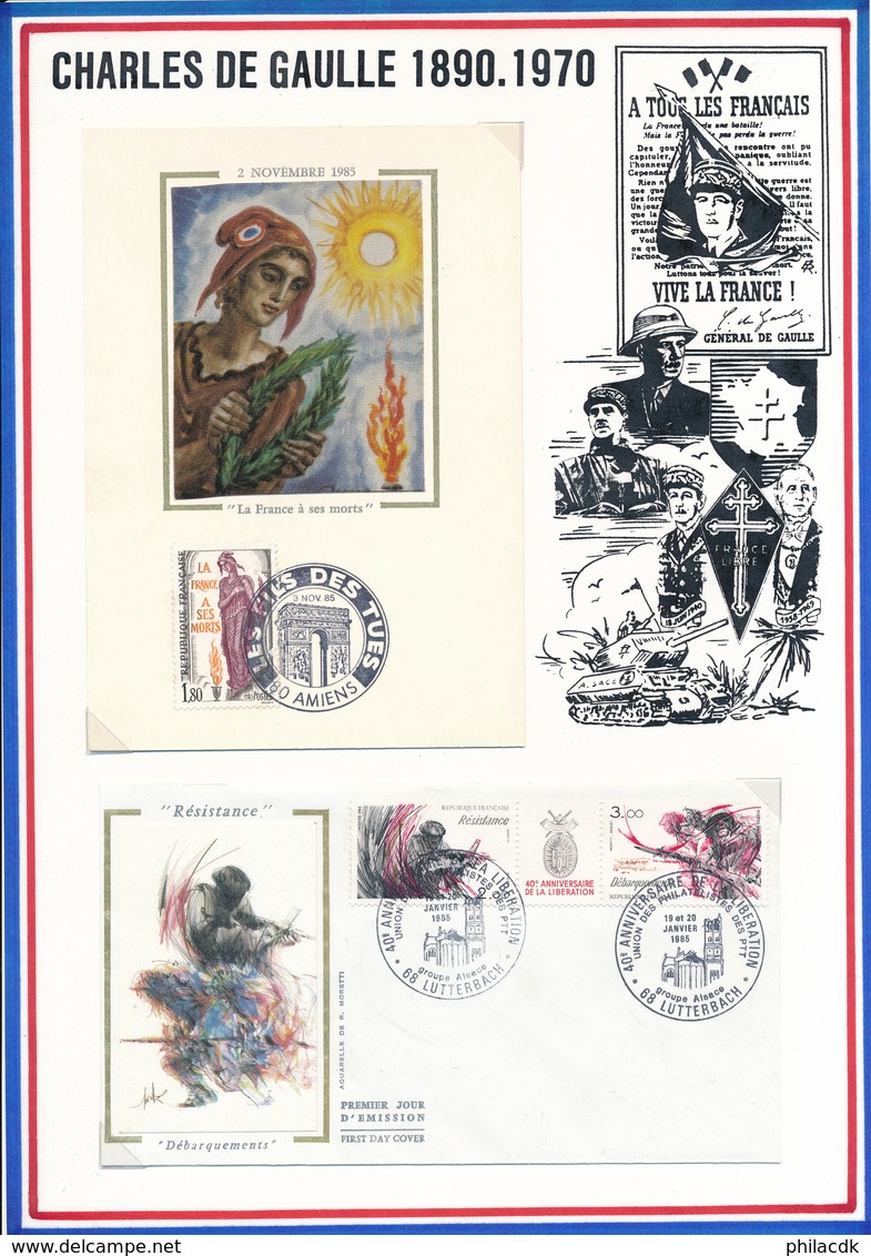 FRANCE - CARTE + ENVELOPPE 40EME ANNIVERSAIRE LIBERATION LUTTERBACH + LES FILS DES TUES AMIENS 1985 - Guerre Mondiale (Seconde)