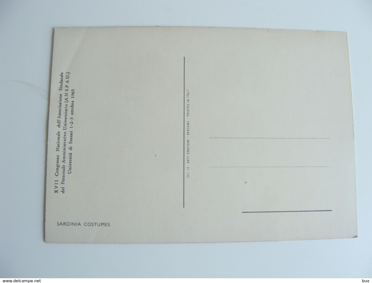 1965 SASSARI  CONGRESSO ANSPAU   ASSOCIAZIONE SINDACALE  PERSONALE AMMINISTRATIVO  UNIVERSITARIO SINDACATO - Labor Unions