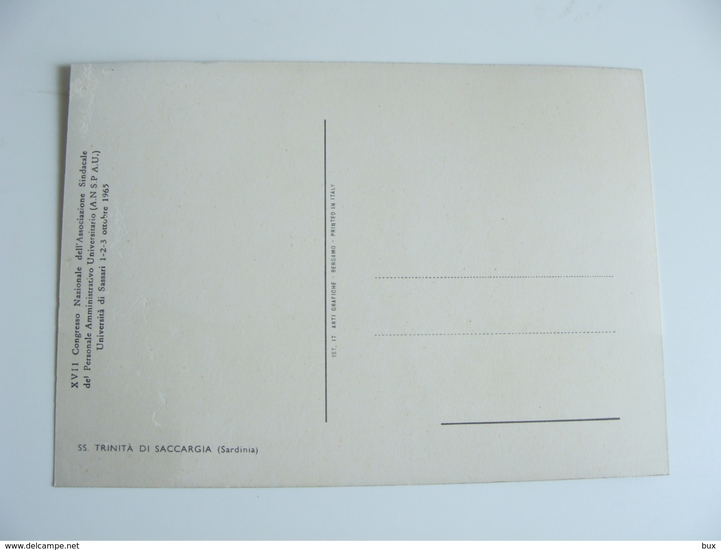 1965 SASSARI  TRINITA  CONGRESSO ANSPAU  ASSOCIAZIONE SINDACALE PERSONALE AMMINISTRATIVO  UNIVERSITARIO SINDACATO - Sindicatos