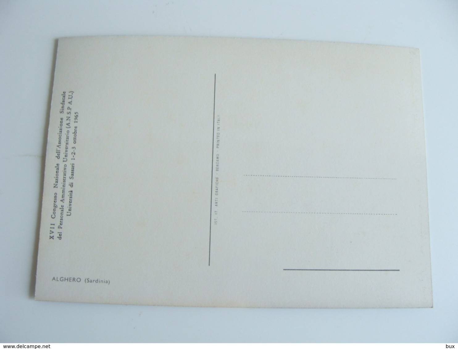 1965 SASSARI  ALGHERO   CONGRESSO ANSPAU  ASSOCIAZIONE SINDACALE PERSONALE AMMINISTRATIVO  UNIVERSITARIO SINDACATO - Sindacati