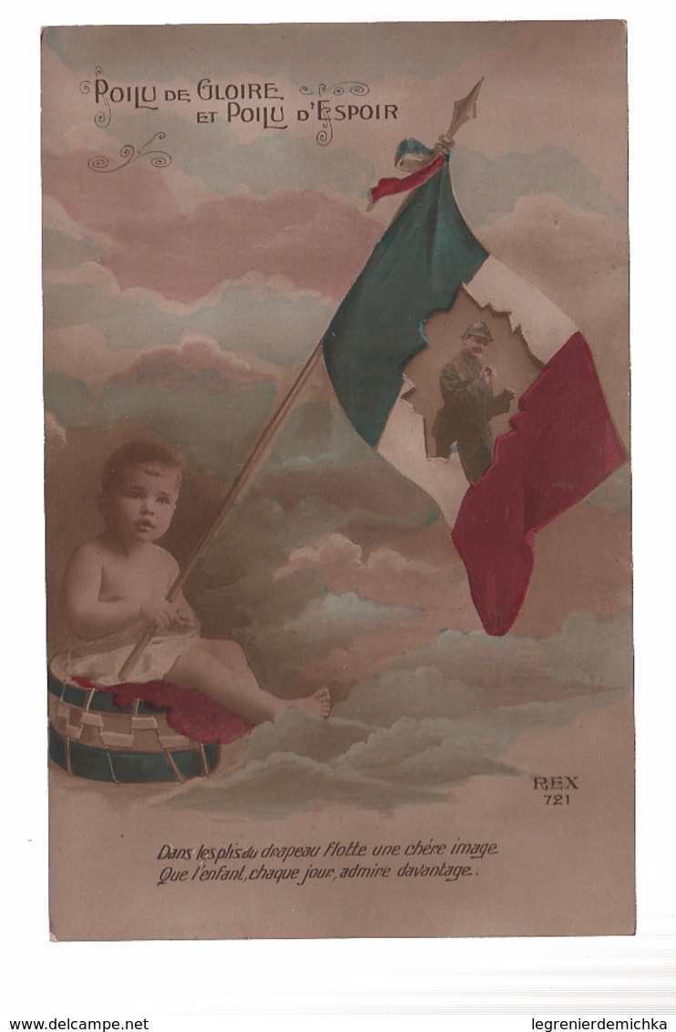 CPA Fantaisie - MILITARIA Militaire - Poilu De Gloire Et Poilu D'Espoir - Enfant Drapeau - Patriotiques