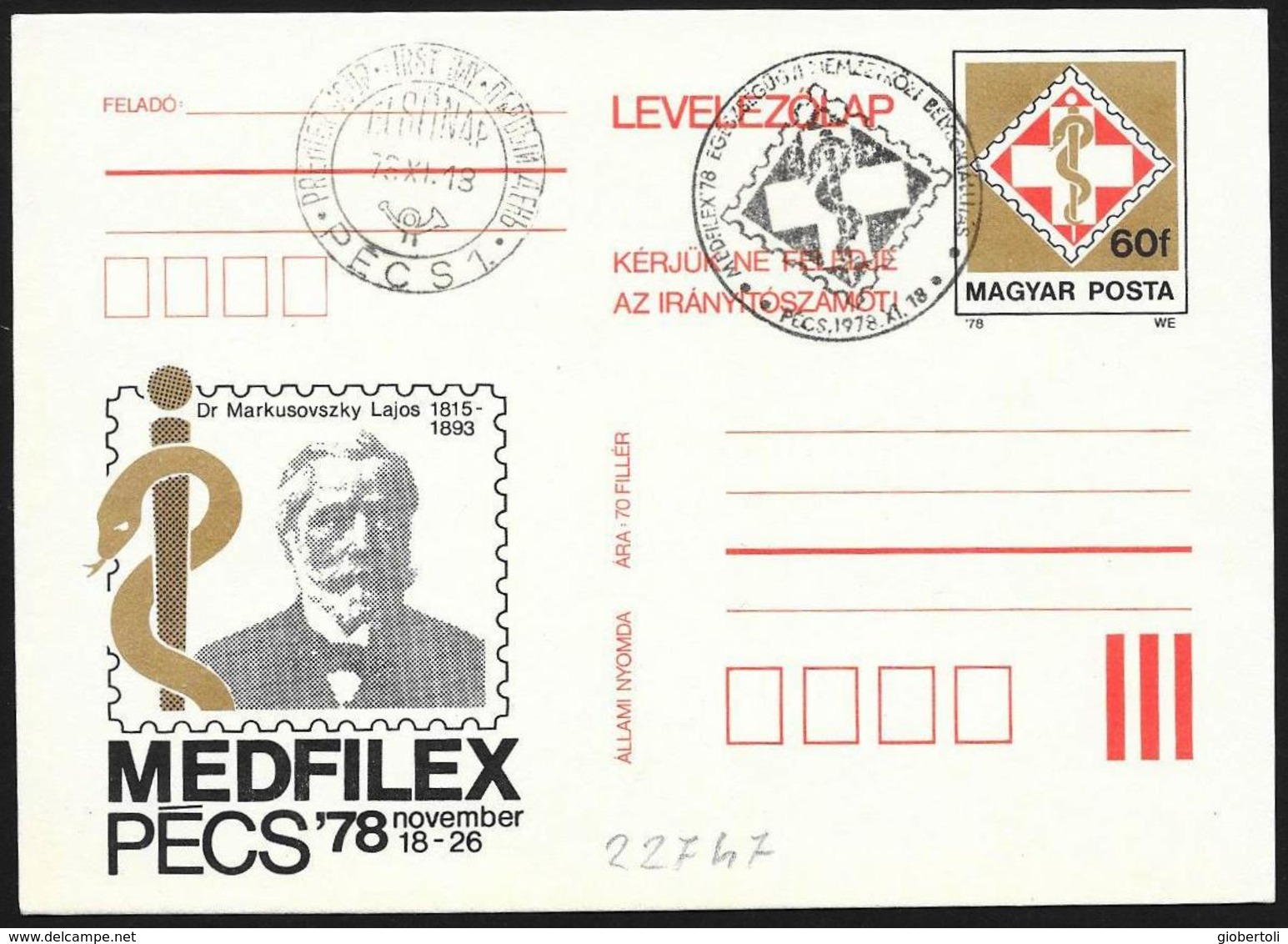 Ungheria/Hungary/Hongrie: Stationery, Lajos Markusovszky - Medicina