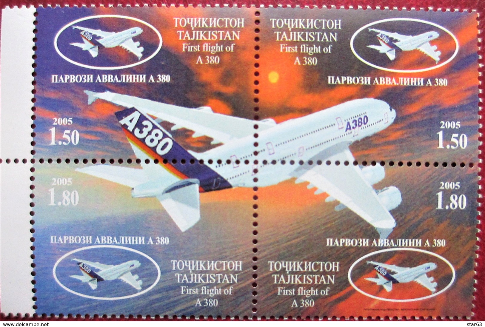 Tajikistan  2005  First  Flight  Airbus  A380   4v   MNH - Tadjikistan