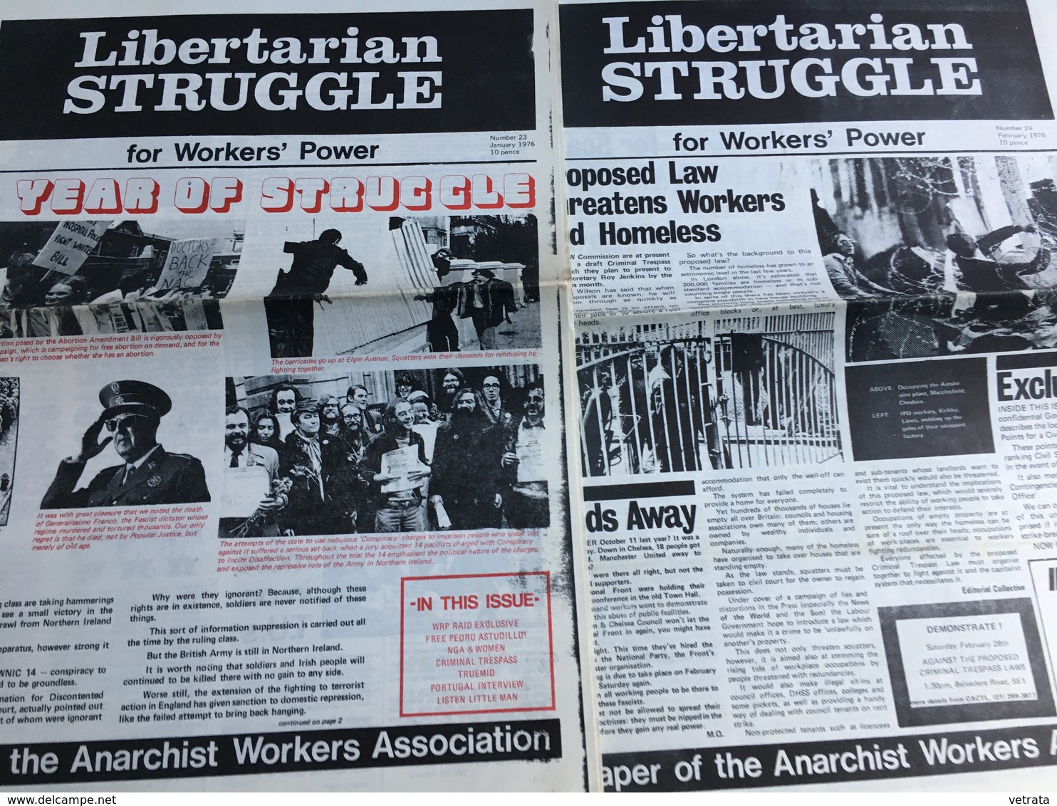 5 Journaux De L' Anarchist Workers Association : Libertarian Struggle (N° 23 & 24 - 1976) & Anarchist Worker (28/29 & 33 - Autres & Non Classés