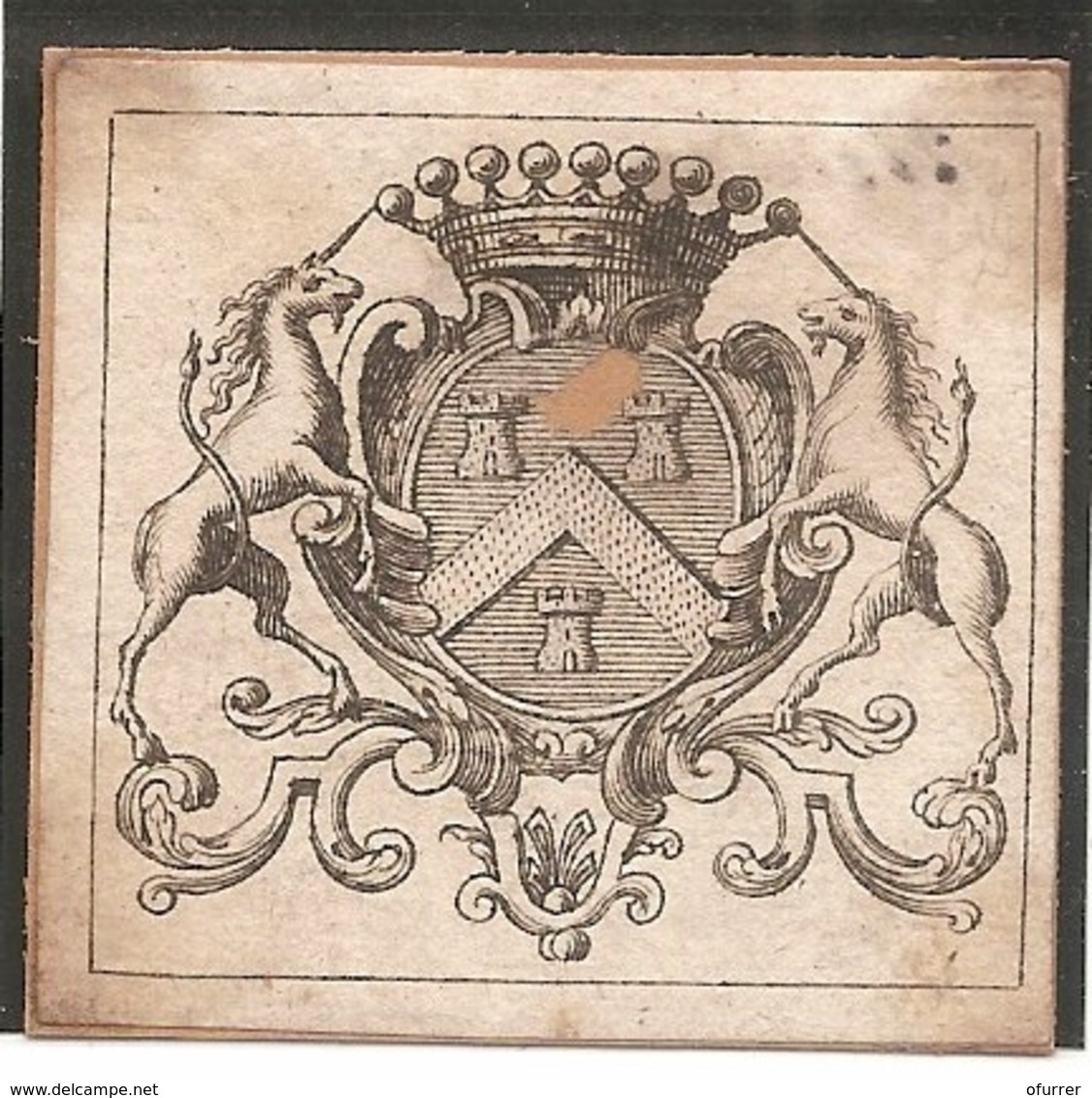 Ex-libris Héraldique Nicolas II De CORBERON (1653-1729). Bourgogne, Lorraine, Alsace, France. - Ex Libris