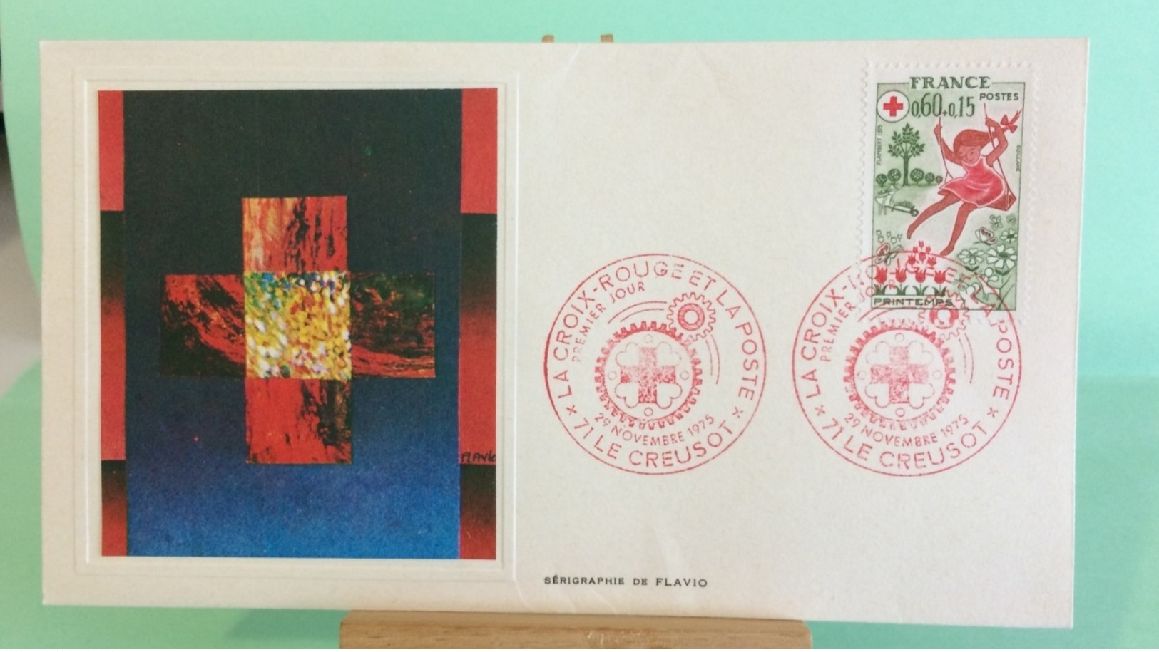 Europa CEPT Croix Rouge Et La Poste - 71 Le Creusot - 29.11.1975 -FDC 1er Jour (Tampon Sèche Au Dos) - 1970-1979