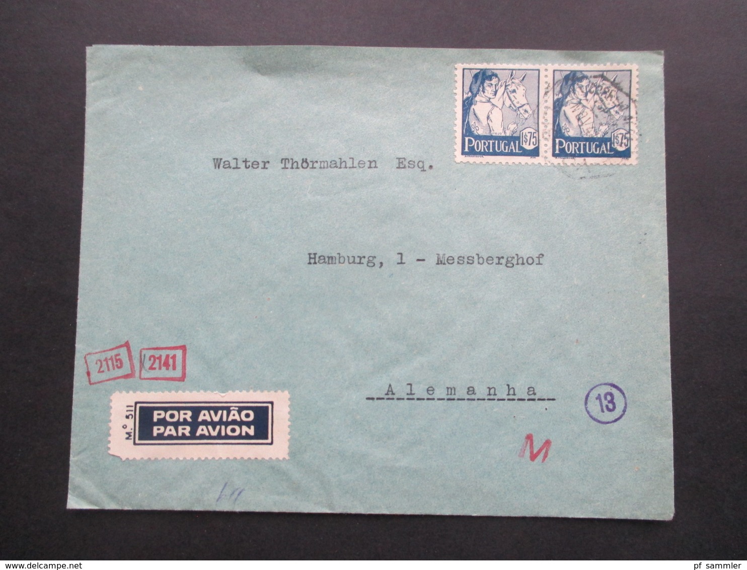 Portugal 1941 Zensurpost Luftpost Lisboa Nach Hamburg Mehrfachzensur Der Wehrmacht OKW Geöffnet / Geprüft - Covers & Documents