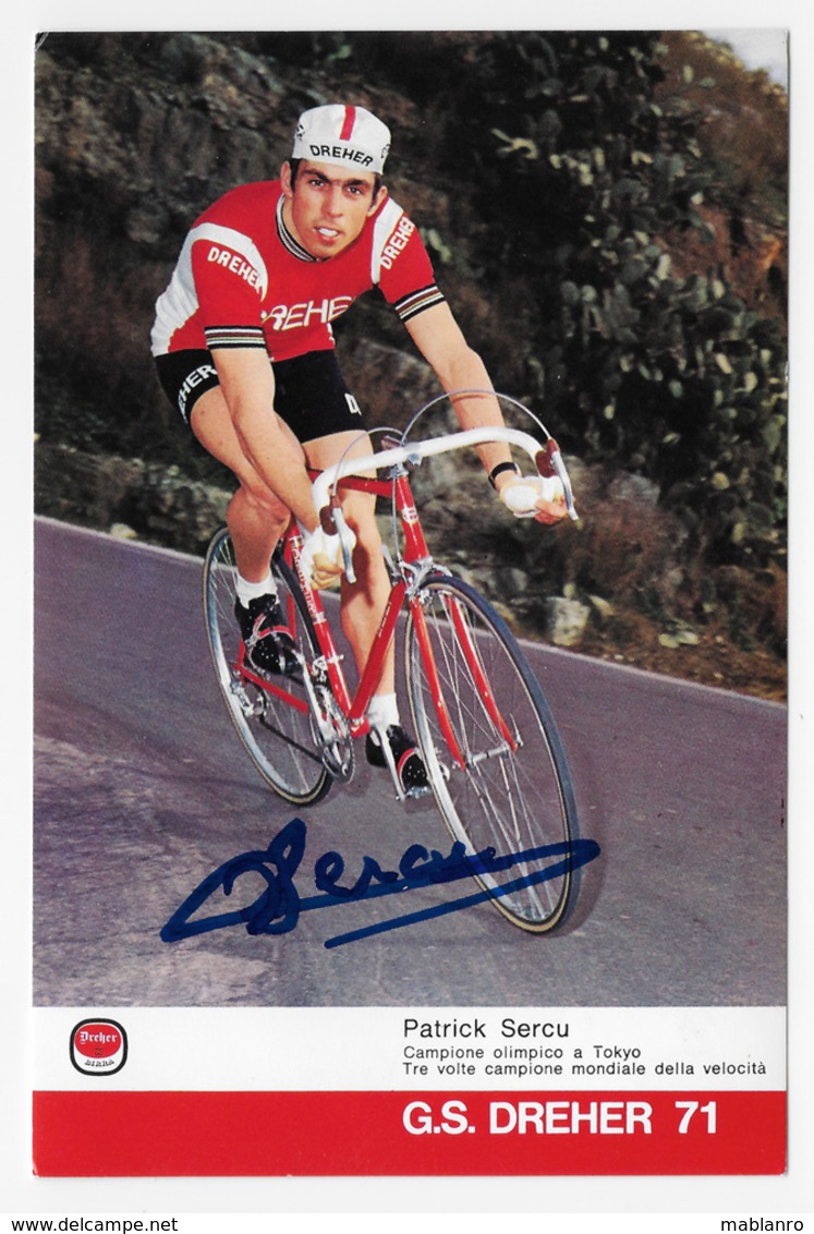 CARTE CYCLISME PATRICK SERCU  SIGNEE TEAM DREHER 1971 - Cyclisme