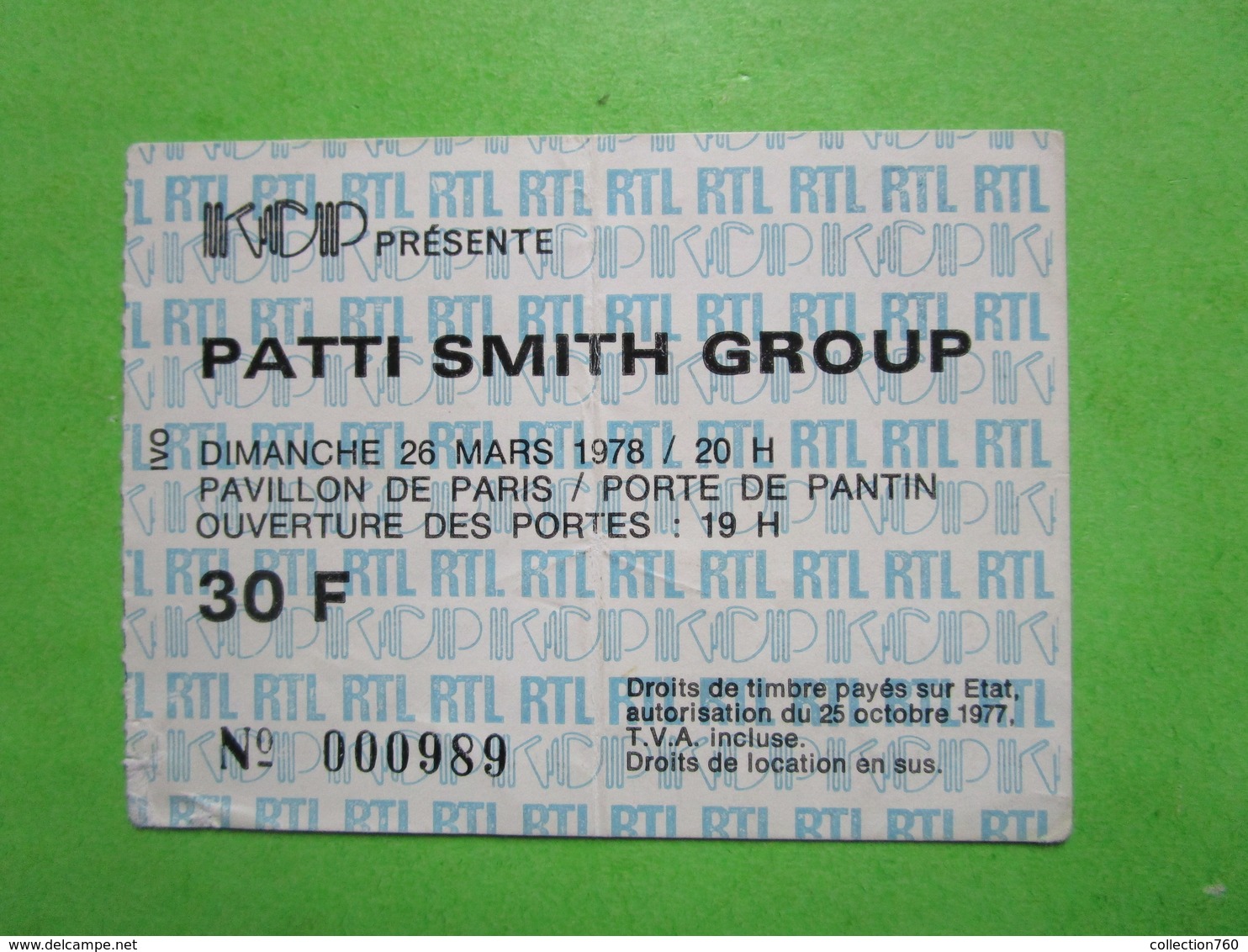 Billet Concert PATTI SMITH - 26 MARS 1978 - Eintrittskarten