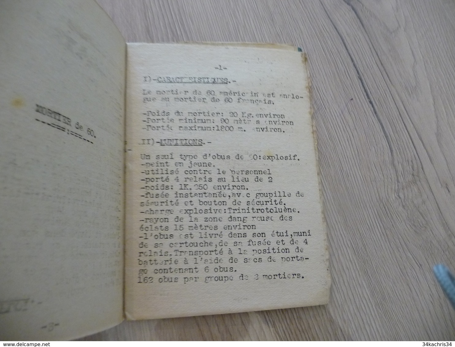 Troupe Du Maroc 5 ème R.T.M. Rare Plaquette Les Mortiers D'infanterie Mortier De 60 Secret 5 Pages - Documents