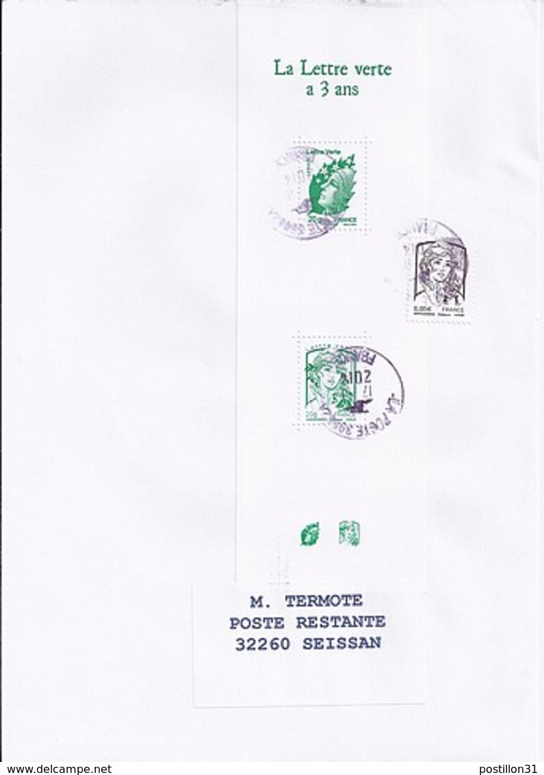 MARIANNE DE CHIAPPA N°CARNET 4908 / PAIRE VERTICALE  SUR LETTRE DE 2014 POUR POSTE RESTANTE - 2013-2018 Marianne (Ciappa-Kawena)