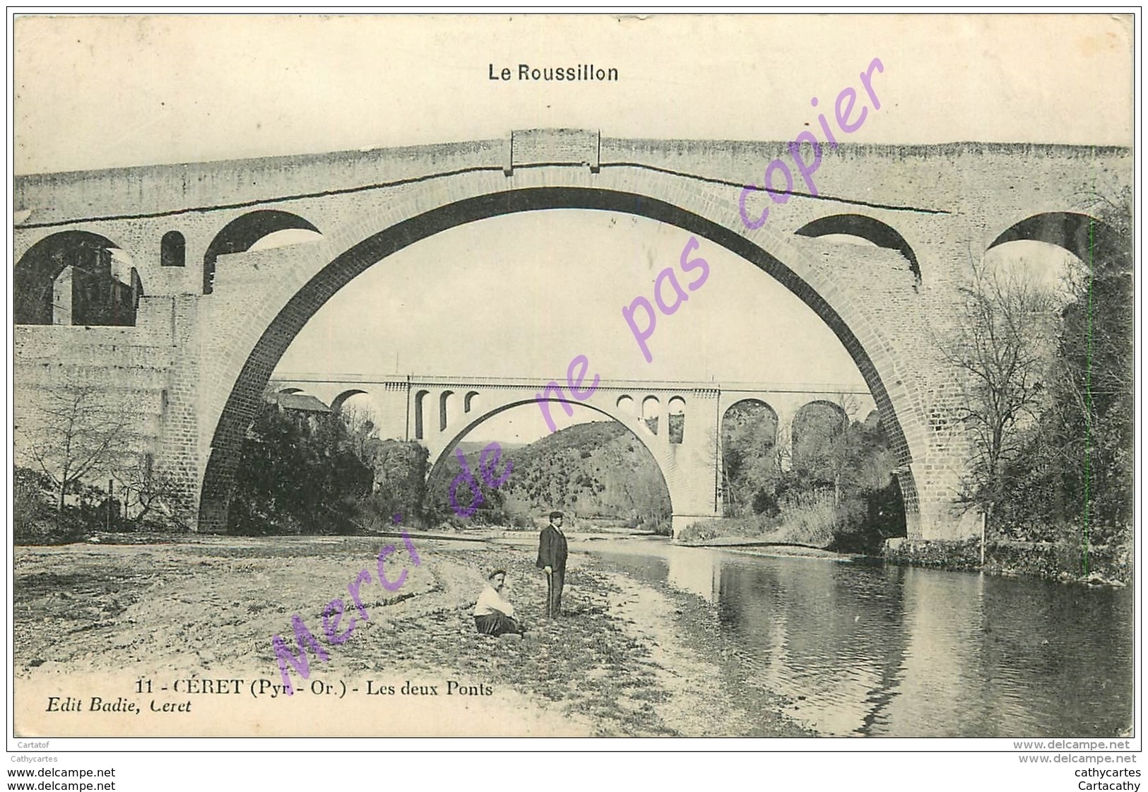 66. CERET . Les Deux Ponts . CPA Animée .  LE ROUSSILLON . - Ceret